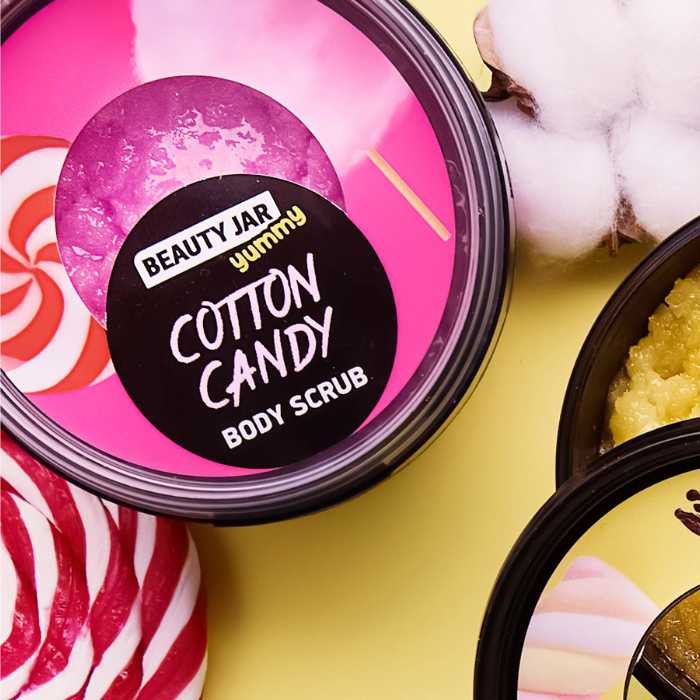 beauty jar yummy cotton candy softening body scrub
