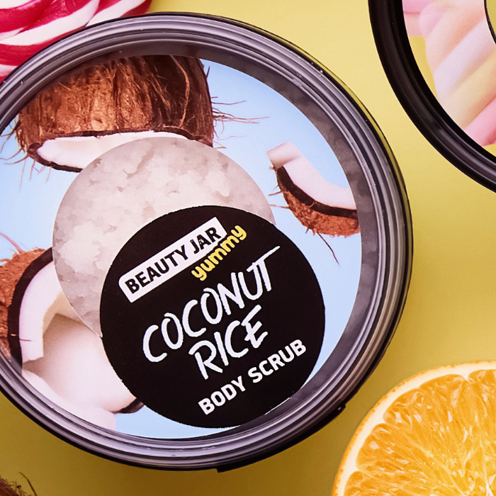 beauty jar yummy coconut rice hydrating body scrub