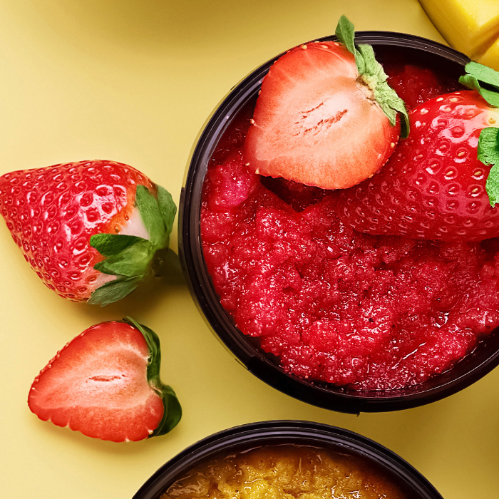beauty jar yummy strawberry letter moisturizing body scrub