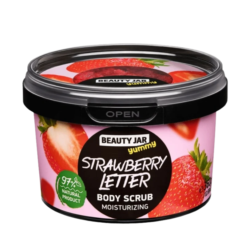 beauty jar yummy strawberry letter moisturizing body scrub 360g