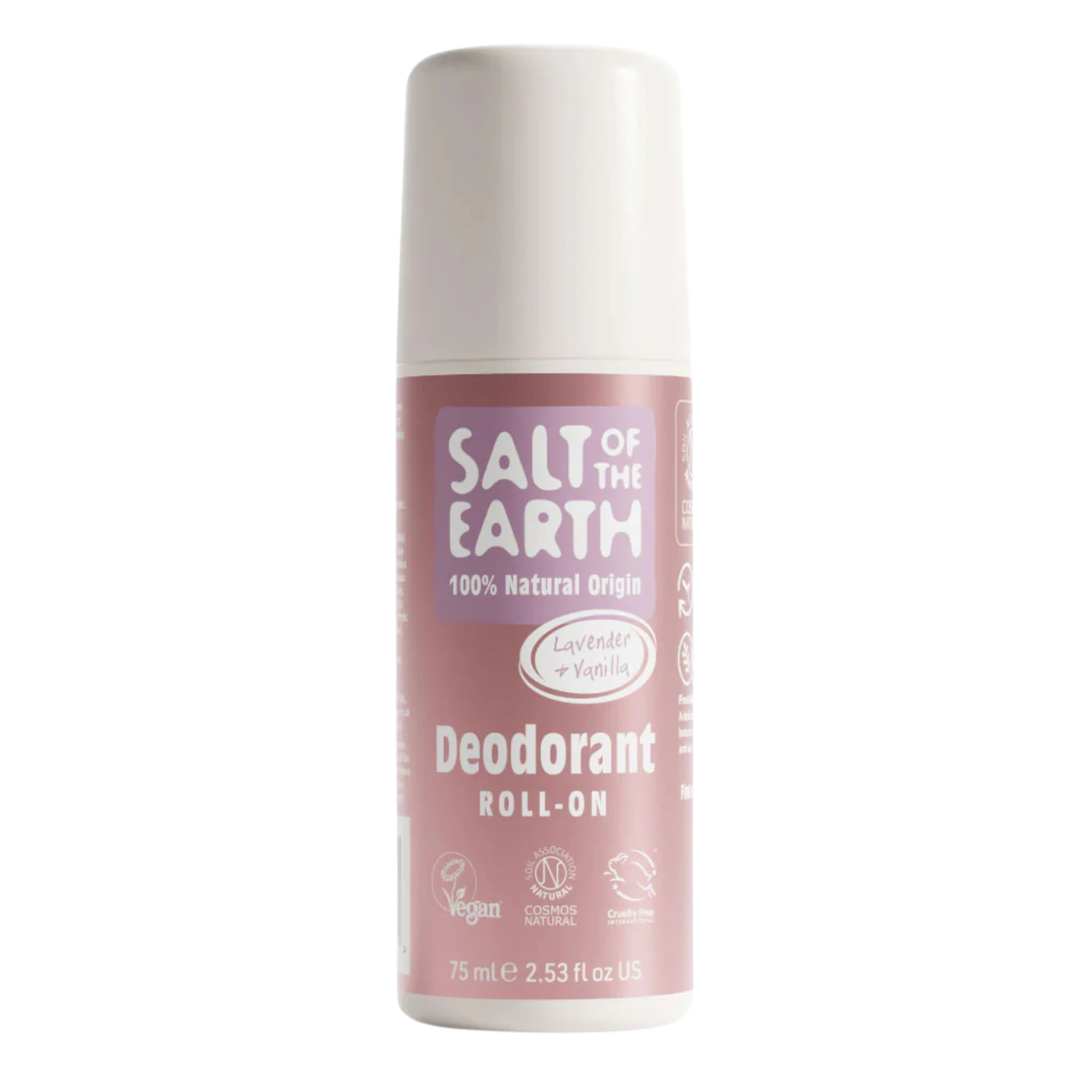 salt of the earth natural roll on deodorant 75ml, levendula & vanília