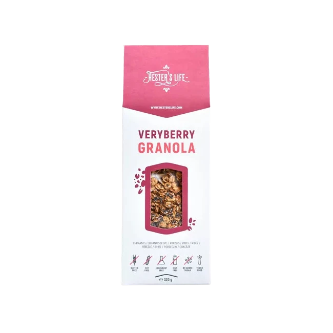 hester's life extra granola 320g, veryberry (ribizlis)