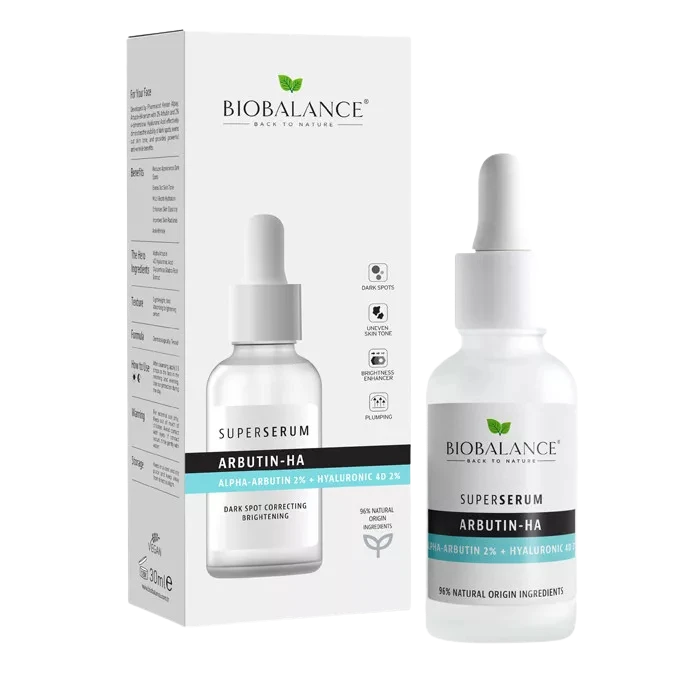 biobalance szuperszérum arcra arbutinnal és 4d hialuronsavval 30ml
