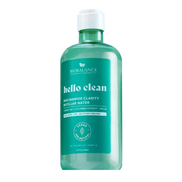 biobalance hello clean tisztító micellás víz niacinamiddal zsíros és aknéra hajlamos bőrre 500ml