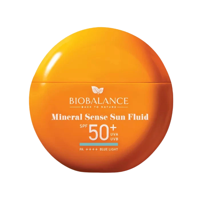 biobalance mineral sense nyugtató vízálló fényvédő fluid arcra természetes fényvédővel spf50+ 40ml