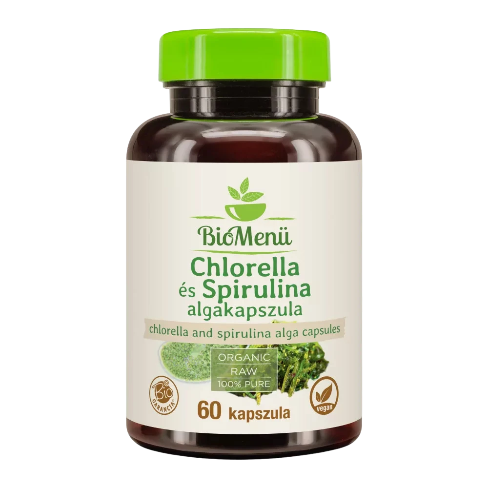 biomenÜ bio chlorella és spirulina alga 60db kapszula