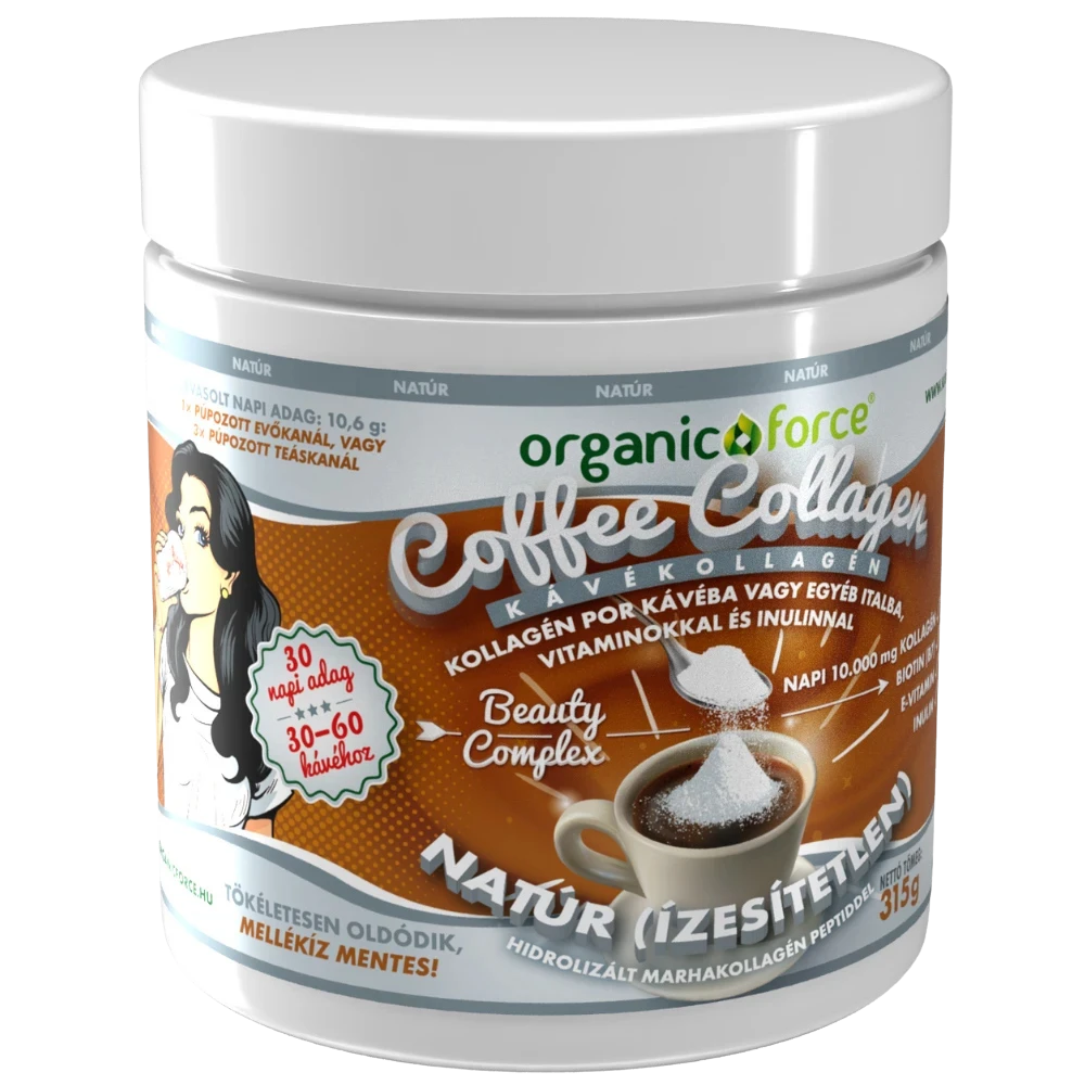 organic force coffee collagen kávékollagén 315g, natúr