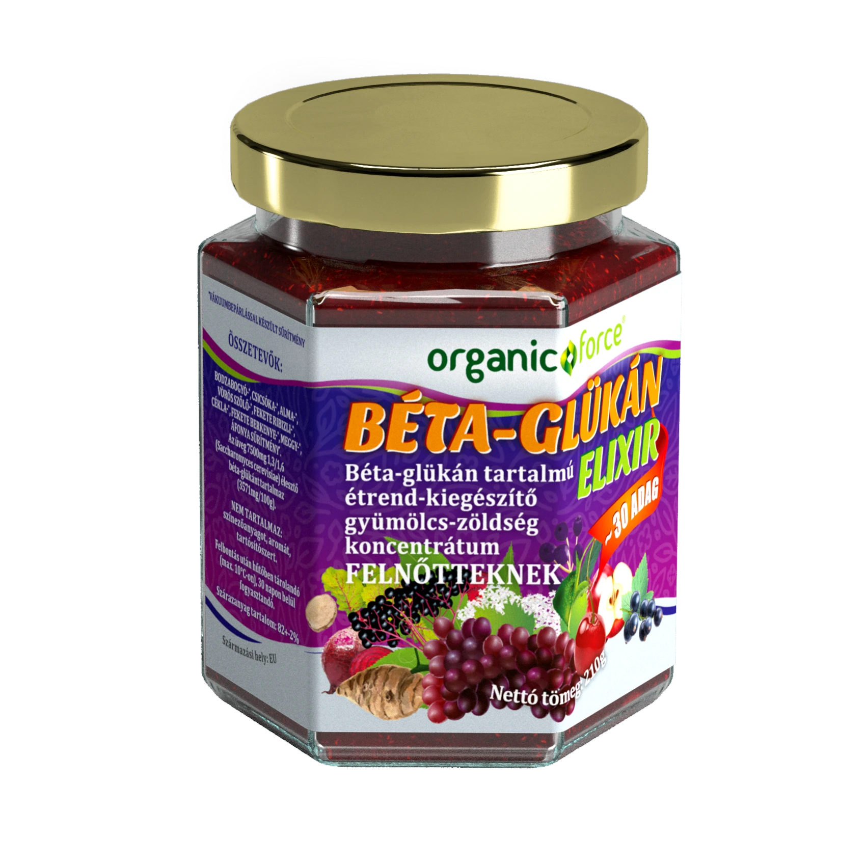 organic force béta glükán elixír 210g