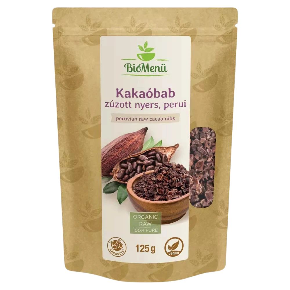 biomenÜ bio zúzott nyers, perui kakaóbab 125g