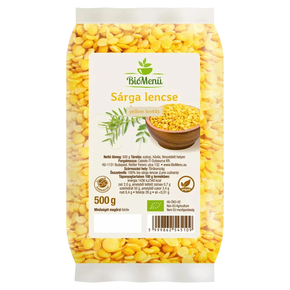 biomenÜ bio lencse sárga 500g