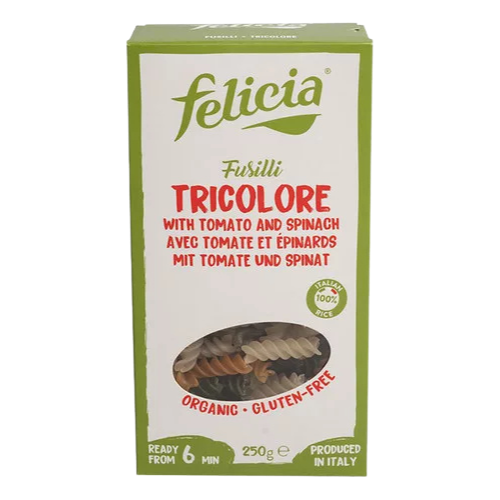felicia bio rizs fusilli trikolor gluténmentes tészta 250g